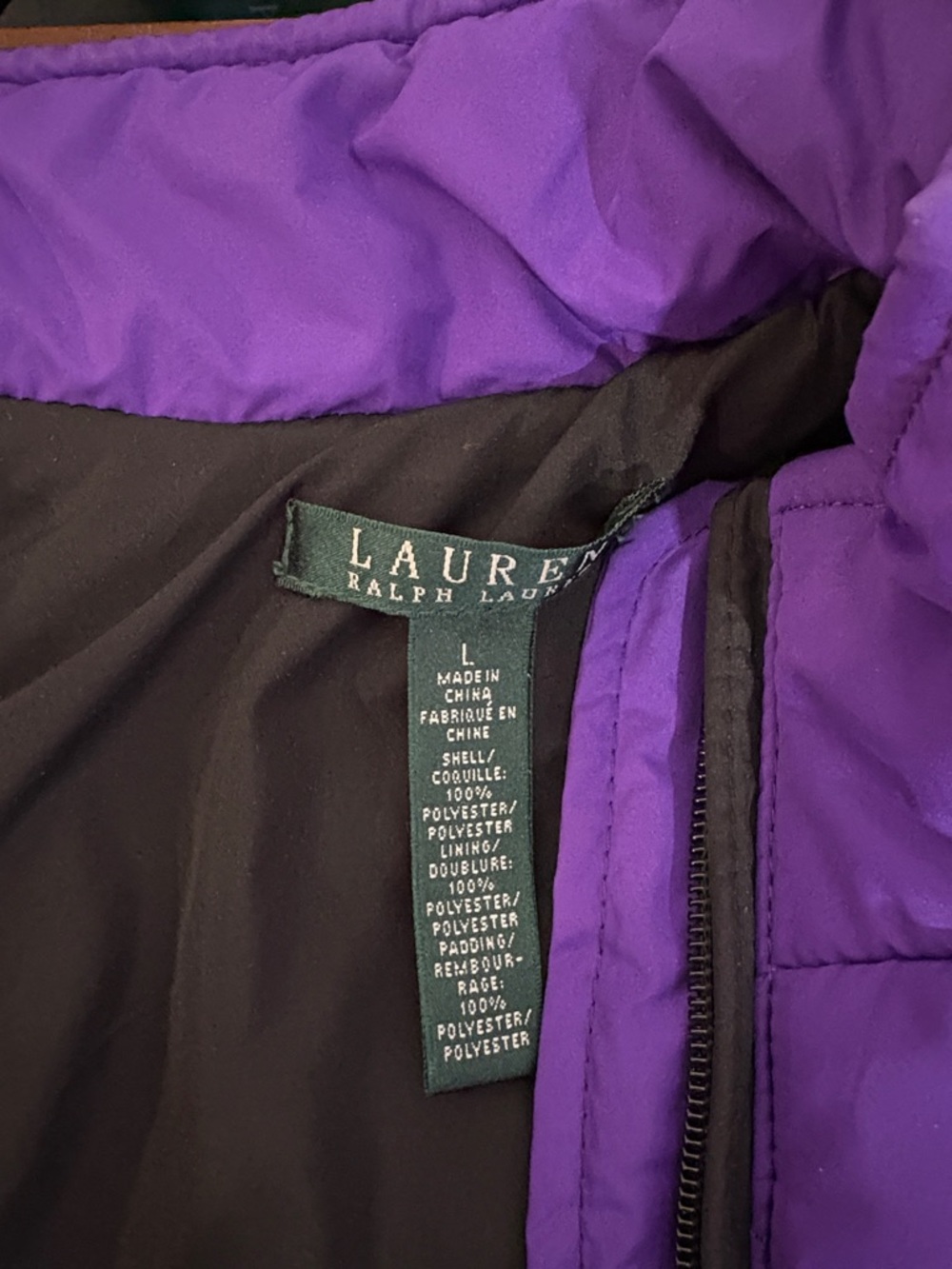 Polo Ralph Lauren Purple Quilted Sleeveless Vest NWOT! - Picture 9 of 11